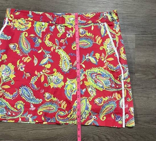 Polo  Golf Ralph Lauren Womens Paisley Golf Skort Pockets Size 12 Red Yellow