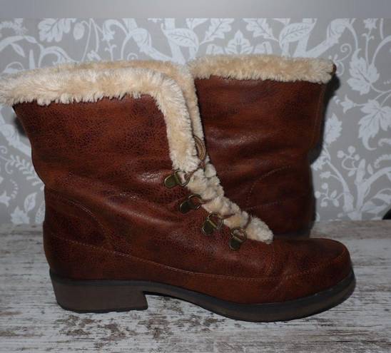 Wear Ever Fur Lined Boots Womens 8 M Brown Leather