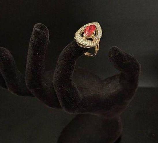 Ruby Vintage Art Deco Style  And Diamond Valentine Costume Ring