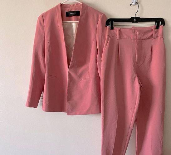 ZARA Basics Collection Collarless Blazer & High Waist Pants in Pink