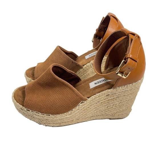 Steve Madden  Josey Sandals Women's Size 8 Brown Wedges Espadrille Ankle Strap