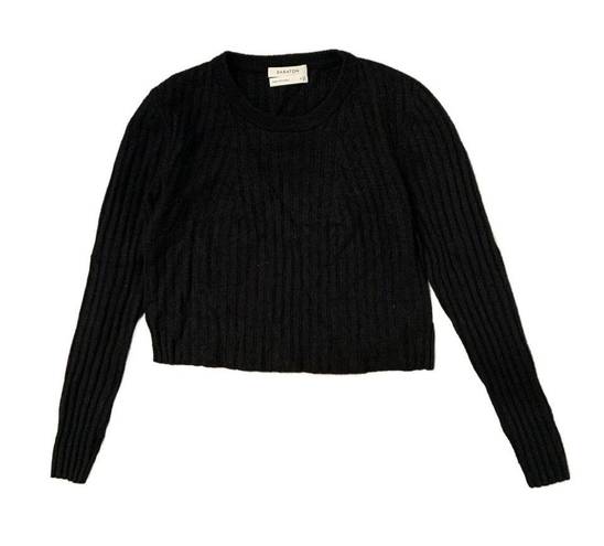 Babaton Aritzia |  Nathaniel Black Ribbed Cropped Wool Blend Sweater Size Small