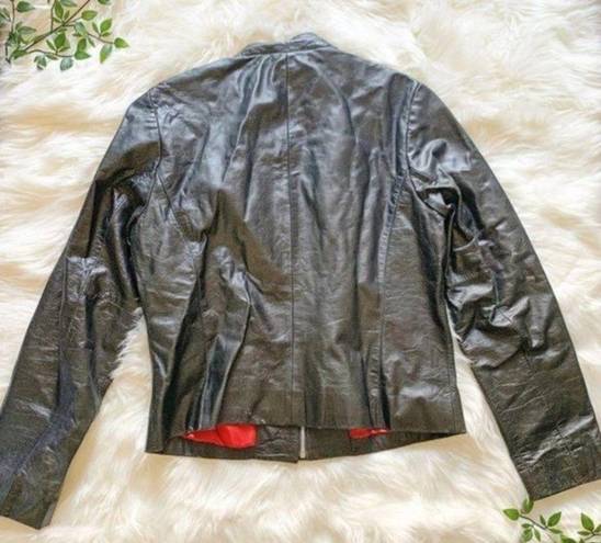 Tommy Hilfiger  Black Leather Motorcycle Jacket Large