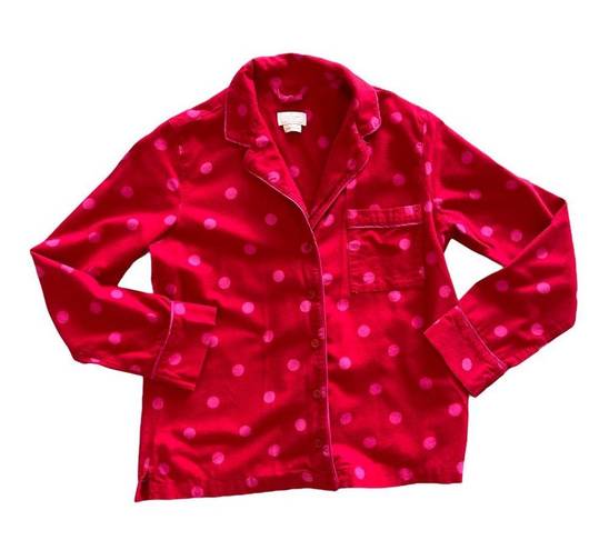 Kate Spade  Polka Dot Pajama Shirt Lounge Shirt Red Long Sleeve Women's Size‎ S