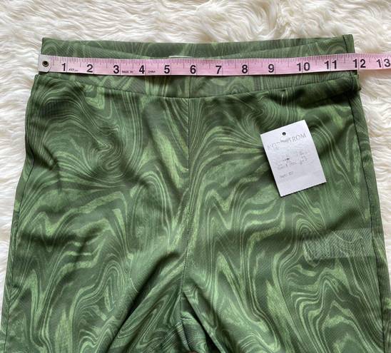 Good American Pants Mesh Bootcut Swim Cover-Up Retro in Pesto Swirl Green Sz 1