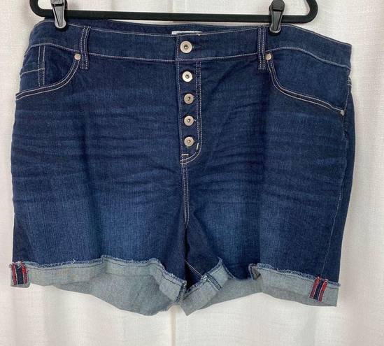 Torrid  Hi Rise Dark Wash Troubadour Button Fly Shorts Sz.26W NWT