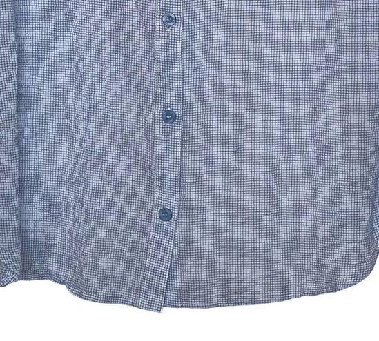 UGG  Button Up Shirt Size XS Blue Check White Back Stretch Roll Tab Sleeves