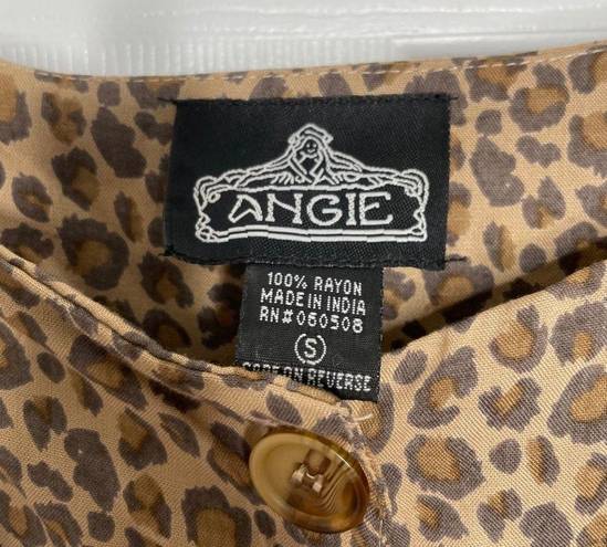 Angie  leopard print button down boho dress