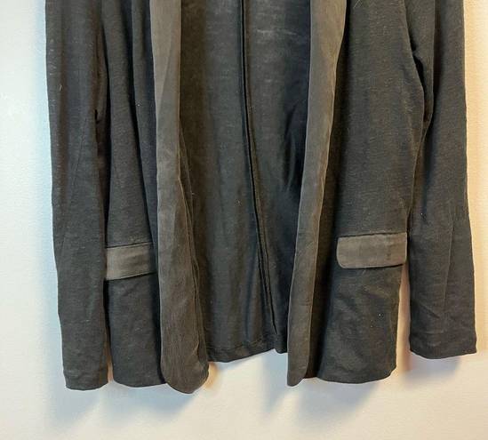 Majestic  Filatures Cardigan Black 100% Linen Open Front Blazer Sz 1 (XS/S) EUC