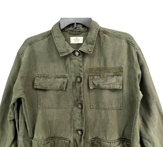 Marine layer  Jacket Womens XS Green Linen Blend Zito Chore Utility Coat Pockets