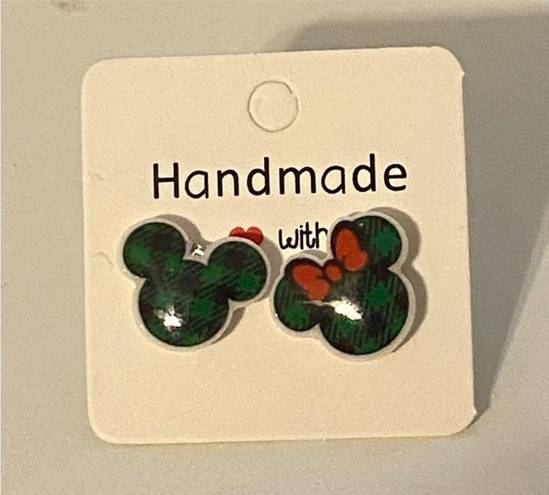 Disney earrings- green plaid