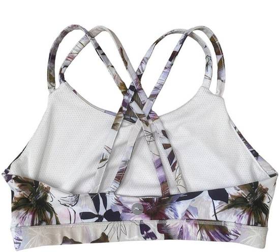 Gottex  Sports Bra Athleisure Stretch Mesh Floral Pullover White Purple M NWOT