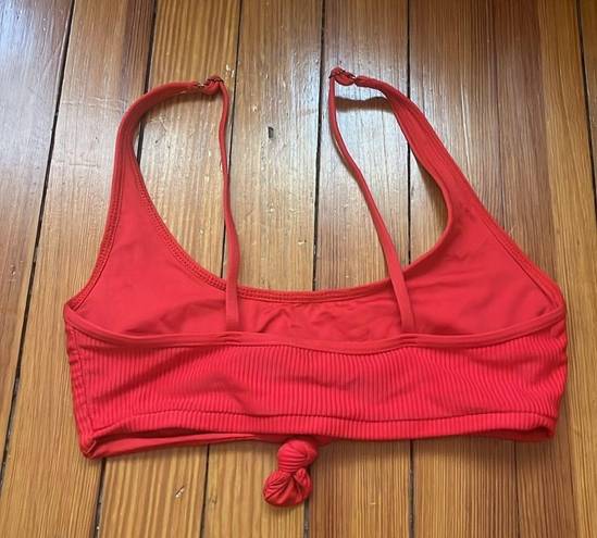 Frankie’s Bikinis Frankie's Bikinis Red Ribbed Knotted Bikin Top Sz S