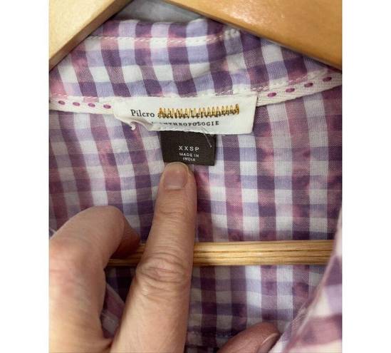 Pilcro  Anthropologie Pink Tie Dye Plaid Button Up Long Sleeve Women’s Shirt XXSP