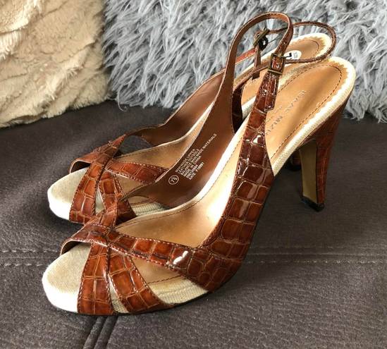 Isaac Mizrahi Shiny Burnt Orange/Brown Heels