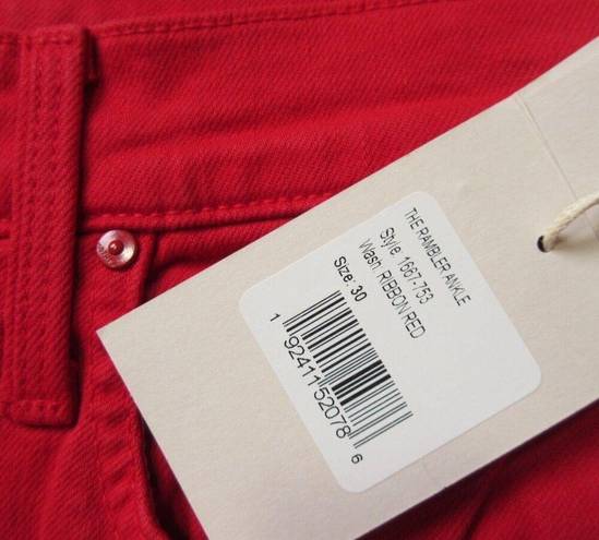 NWT Mother Rambler Ankle in Ribbon Red Straight Crop Jeans 30