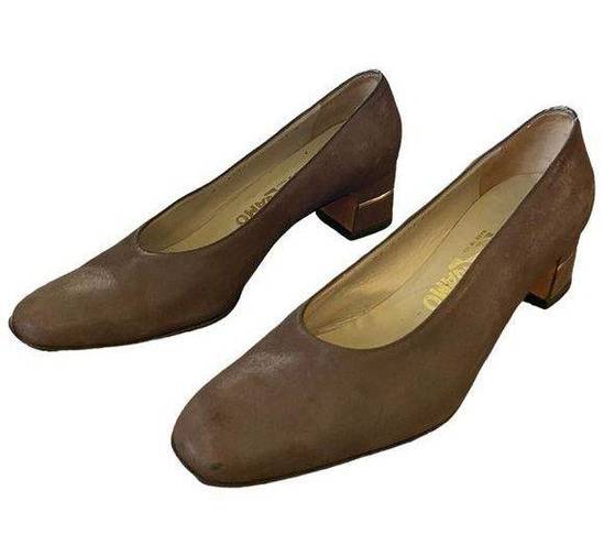 Salvatore Ferragamo  Brown Block Heels Size 8.5