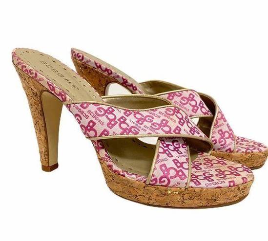 BCBGirls  Pink High Heels Cork Sandal 9B