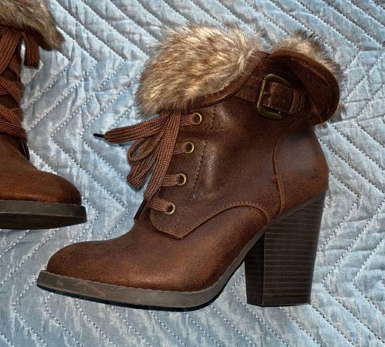 Charlotte Russe Fur Ankle Booties Size 6