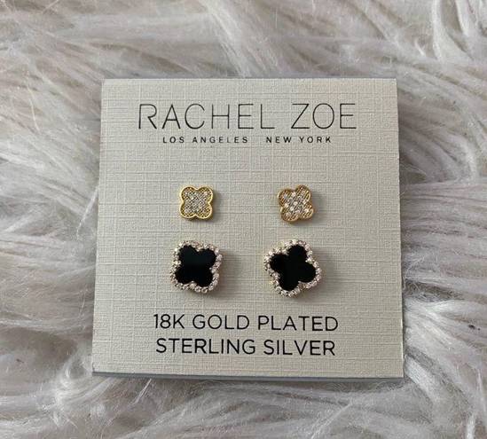 Rachel Zoe NWT 18k gold plated sterling silver set of two stud earrings