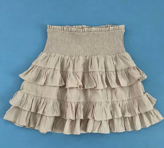 Free The Roses Tan Tiered Smocked Skirt