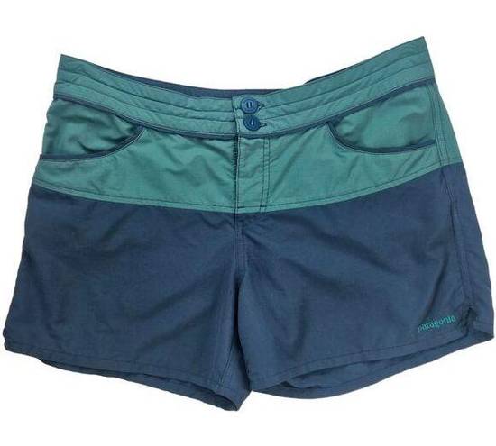 Patagonia  Green Blue Colorblock Meridian Board Swim Shorts Women's Size 8