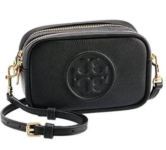 Tory Burch Perry Bombe Pebbled Leather Mini Crossbody Bag Black - $140 -  From DANIELLE