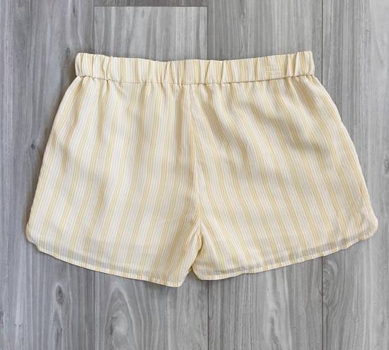 Equipment FEMME Striped Yellow White 100% Silk Shorts Small