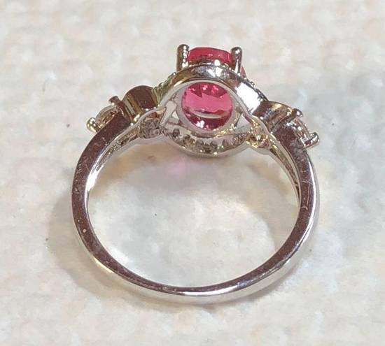 Ruby New Oval  CZ SilverTone&GoldFilled Ring S5 3/4