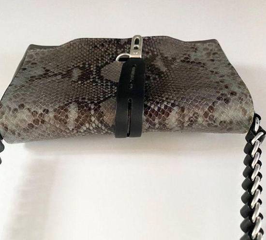 Rag and Bone  Enfield Snake Flap Crossbody Bag Mini Leather Gray Black Python