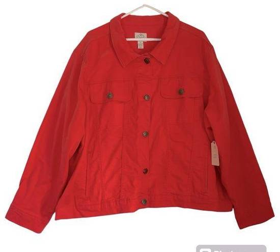 St. John’s Bay St. John's Bay Midweight Denim Jacket Radiant Coral Women's Plus Size 4X