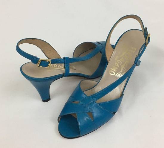 Salvatore Ferragamo  Teal Slingback Sandals 5