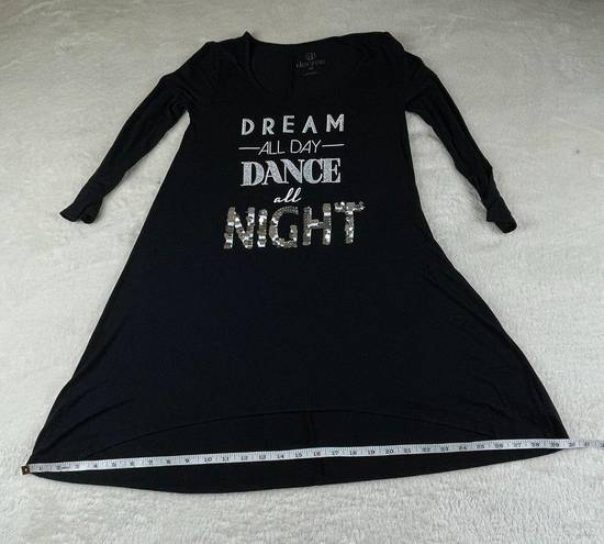 Decree  Glitter Sequined Dance All Night Sleep Shirt Womens XS Black 3/4‎ Sleeve