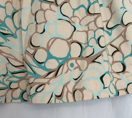 Lilly Pulitzer Bird Print Skirt Drop Waist Pleats Khaki and Blue Size 8