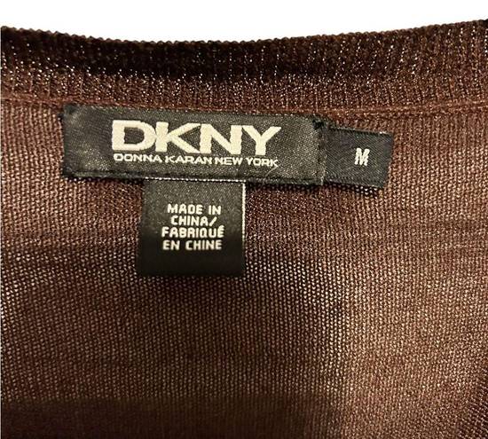 DKNY  100% Tussah Silk
Blouse Sweater Cardigan
Brown Floral size Medium