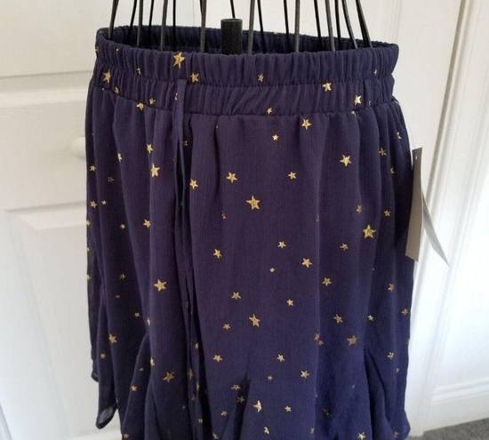 The Row  A Women Navy Blue Mini Skater Skirt w/ Gold Stars Size M