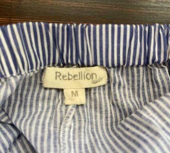 Rebellion Off The Shoulder Blue And White Embroidered Blouse 