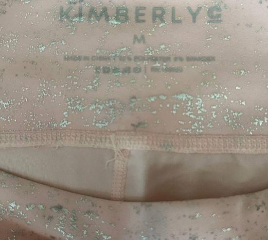 Kimberly  Silver Shimmery Light Pink Bra and Leggings Yoga Set Size Medium