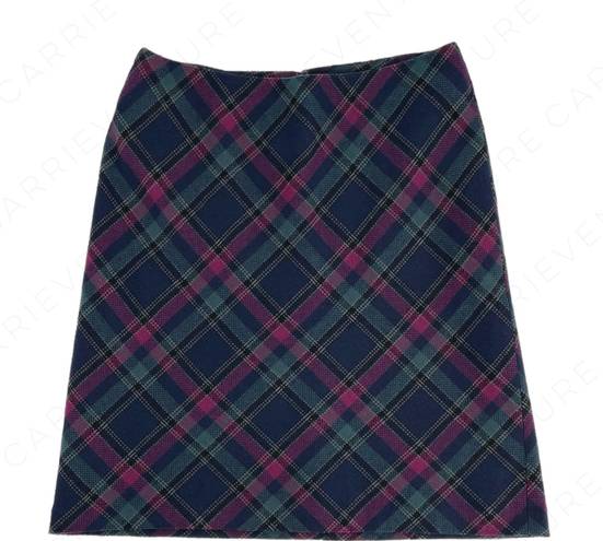 Talbots Outlet Classic Skirt Tartan Plaid Wool Acadamia Dark Blue Purple Green 8