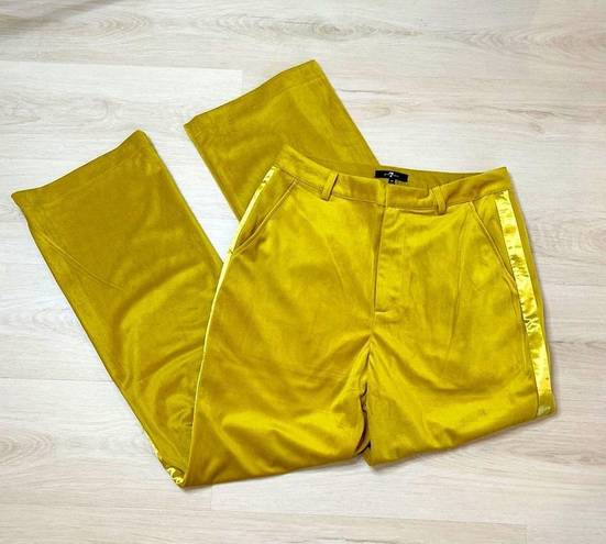 7 For All Mankind  Velvet & Satin Wide Leg Trousers Gold Size 10 NEW