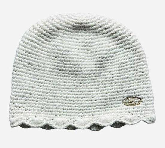 Nike Womens Vintage  Athletic Scalloped Cream Beanie Winter Hat