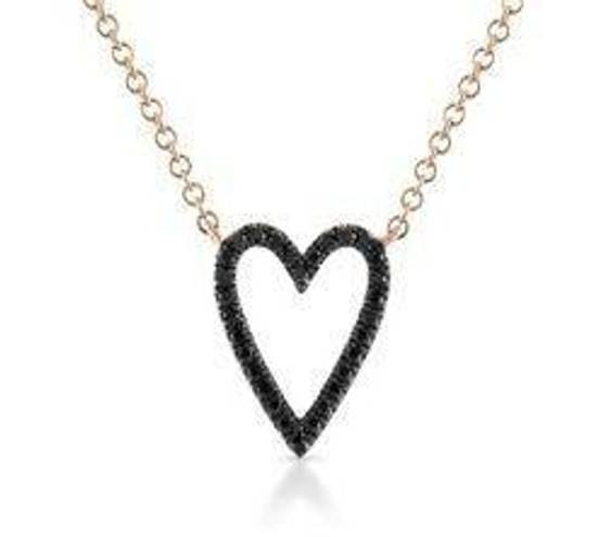 Black Diamond Stephanie Gottlieb (SG Fine)  heart necklace on 14k rose gold chain