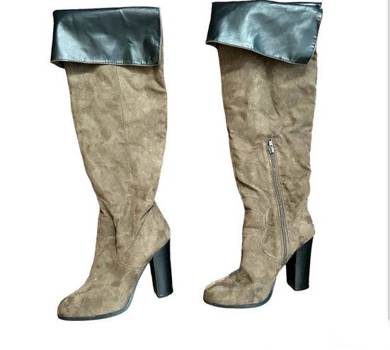 Qupid QUIPID over the knee faux suede boots, size 8