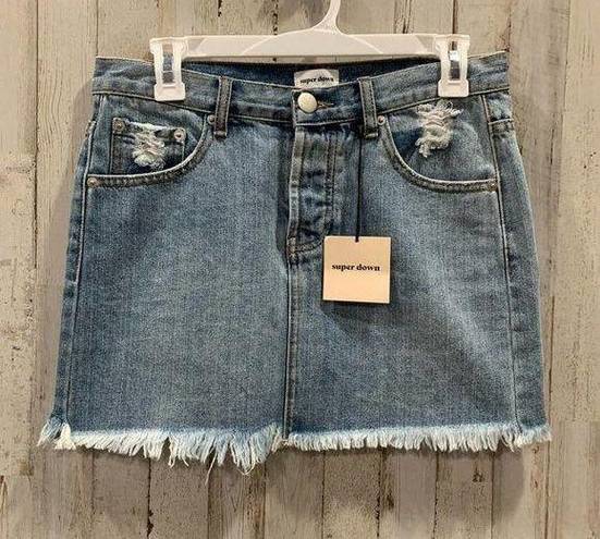 superdown NWT  Denim Mini Skirt Raw Hem Distressed