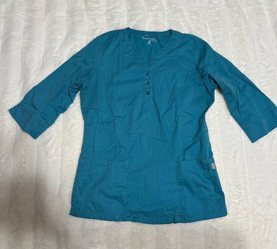 Butter Soft Teal Blue Scrub Top