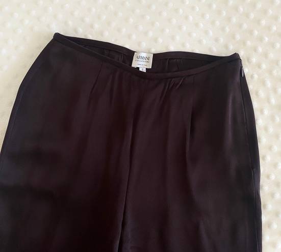 Giorgio Armani Brown High Rise Satin Vintage Pants