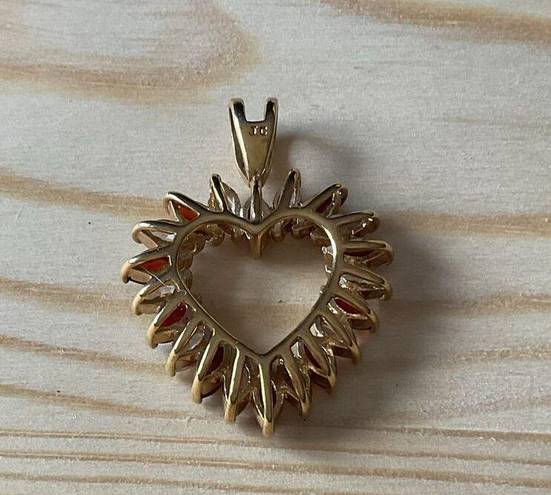 Red and Clear Rhinestone Heart Gold Tone Pendant