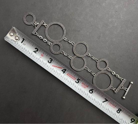 Brighton  Silver Chunky Circle Layer Multi Bracelet Toggle Statement Gift Heart