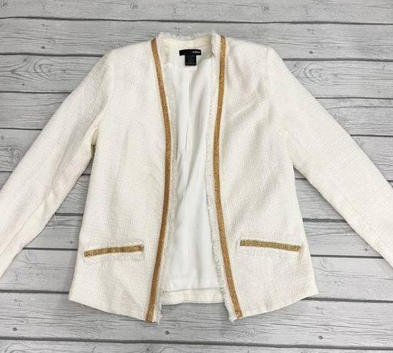 AQUA  cream blazer with gold trim size small