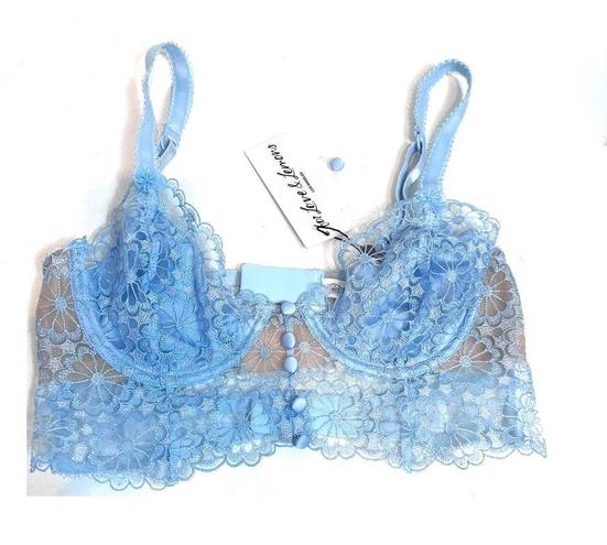 For Love & Lemons NWT  Small daisy lace long line Bra sky blue